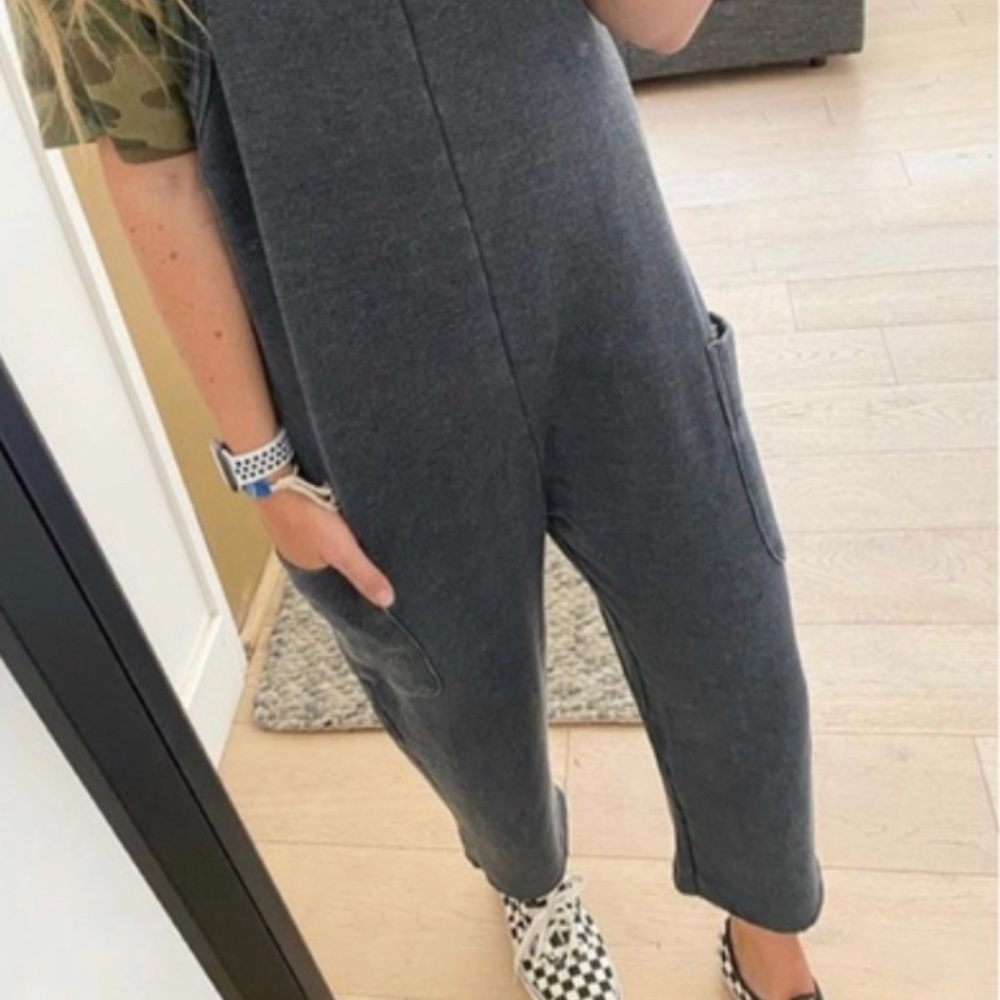 Colsie Lounge Fleece Jumpsuit Romper Charcoal Gray Small